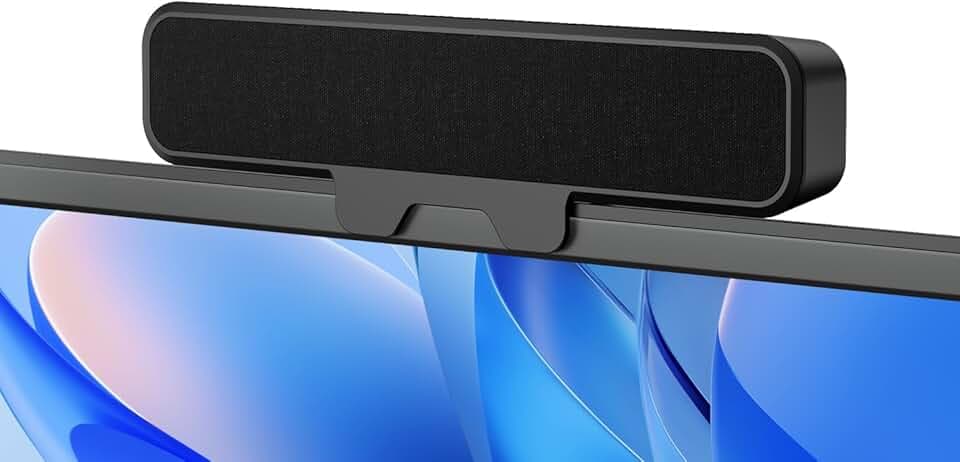 Altoparlanti per Computer Desktop, Sound Bar Stereo con Clip per Monitor, Bassi Profondi, Plug and Play, Integrato Type-C & USB-A