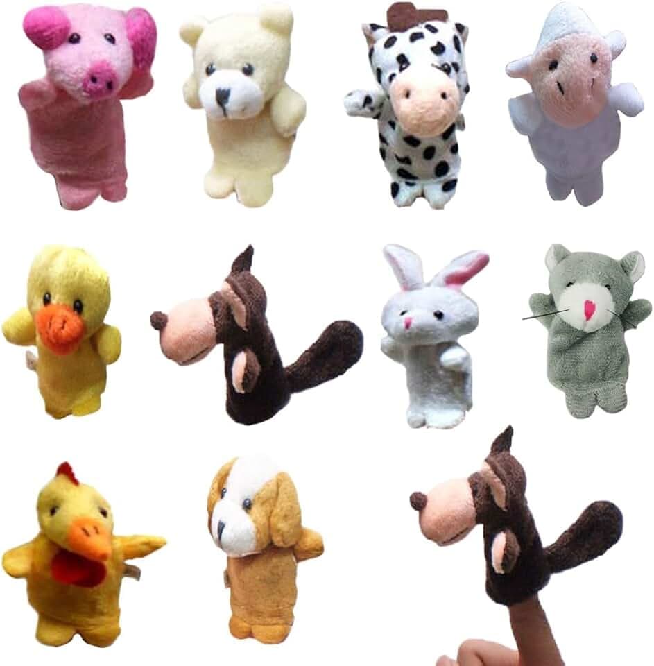 JEYORZY 10 Pezzi Marionette da Mano,Animali Pupazzetti Dita Set,Burattini a Dito,Giocattoli Educativi per Bambini,per Compleanno Party e Regali per Bambini e Bambine