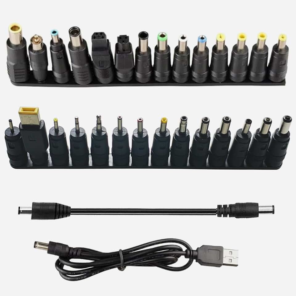 GTIWUNG 28 Pezzi Adattatore di Alimentazione DC Universale da 5,5x2,1 mm Connessione CC Femmina a Maschio Adattatore Jack Connettore, DC Barrel Connettore, con 2 Pezzi Cavo