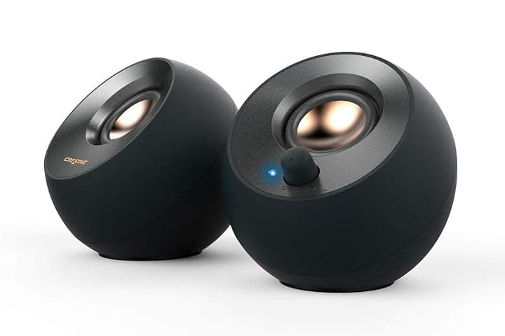 Creative - Pebble V2, Altoparlanti da scrivania con alimentazione USB-C 2.0, ingresso AUX da 3,5 mm, fino a 8 W di potenza RMS per computer, adattatore tipo A incluso e cavo esteso (nero)