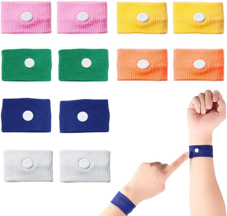 ZOWEXIQ 6 Paia Braccialetti Antinausea, Anti Nausea Digitopressione, Coppie da Viaggio Bracciali, Braccialetti Mal di Mare Bambini, Senza Farmaco Fascia da Polso per Cinetosi Nausea Sollievo dai Mal di Testa
