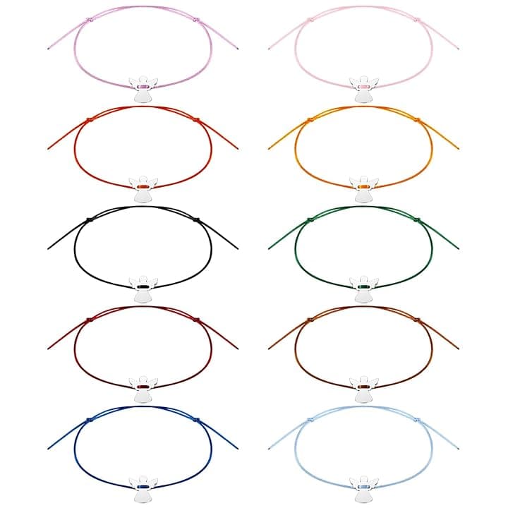 Tenare Set di 10 Pezzi di Bracciale con Angelo Custode Bracciale d'Angelo Portafortuna Braccialetti dell'Amicizia Regolabili per Coppie Amanti San Valentine Natale Regalo