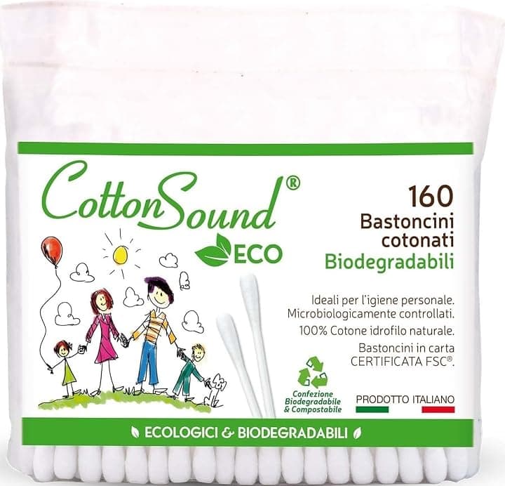 COTTON SOUND ECO Bastoncini Cotonati Busta 1 confezione x 160 Pezzi