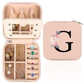 FIDWALL FIDWALL scatola per gioielli da viaggio, personalizzata A-Z, portatile, con specchio