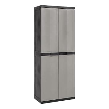 Toomax Armadio Trend Midi Portascope nero/grigio basalto con 4 ripiani regolabili, 65x37x165h cm in plastica riciclata, portattrezzi resistente ideale per garage e spazi esterni