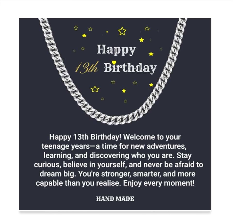 MsRosy 13° 14° 15° 16° 18° 21° compleanno regali per ragazzi, catena cubana per 13 14 15 16 18 21 anni, collana di buon compleanno regalo per figlio, nipote, fratello, catena da uomo