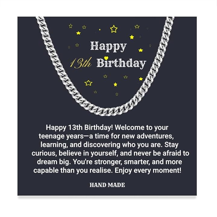 MsRosy 13° 14° 15° 16° 18° 21° compleanno regali per ragazzi, catena cubana per 13 14 15 16 18 21 anni, collana di buon compleanno regalo per figlio, nipote, fratello, catena da uomo