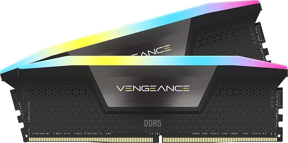 CORSAIR VENGEANCE RGB DDR5 RAM 32GB (2x16GB) 6000MHz CL36 Intel XMP Compatibile iCUE Memoria per Computer - Nero (CMH32GX5M2E6000C36)
