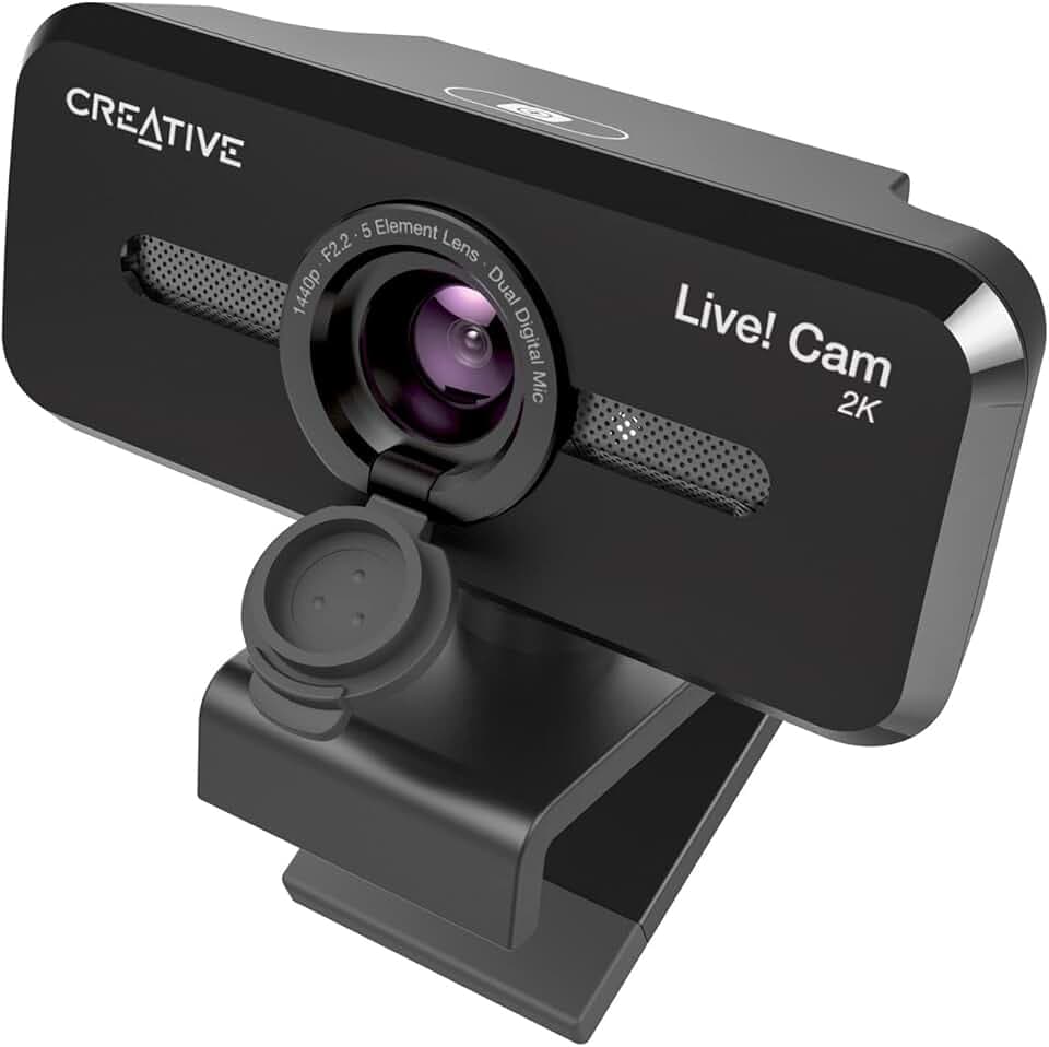 Creative Live! Cam SYNC V3 2K QHD USB Webcam con Zoom Digitale 4X e microfoni, HD 1080p, FOV Fino a 95°, copriobiettivo per la Privacy, per PC e Mac