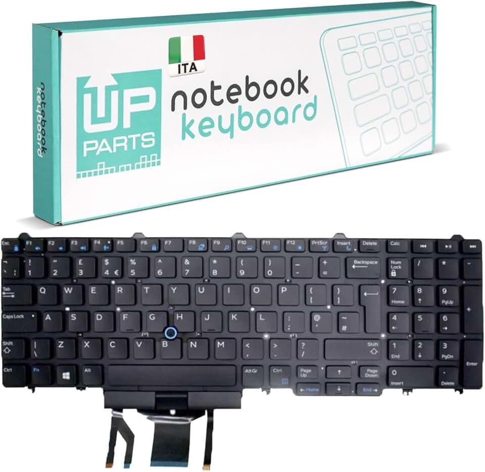 Azienda Italiana - Tastiera Italiana per Notebook dell Latitude E5570 E5550 5550 E5580 (Retroilluminata con TraPoint Colore Nero)