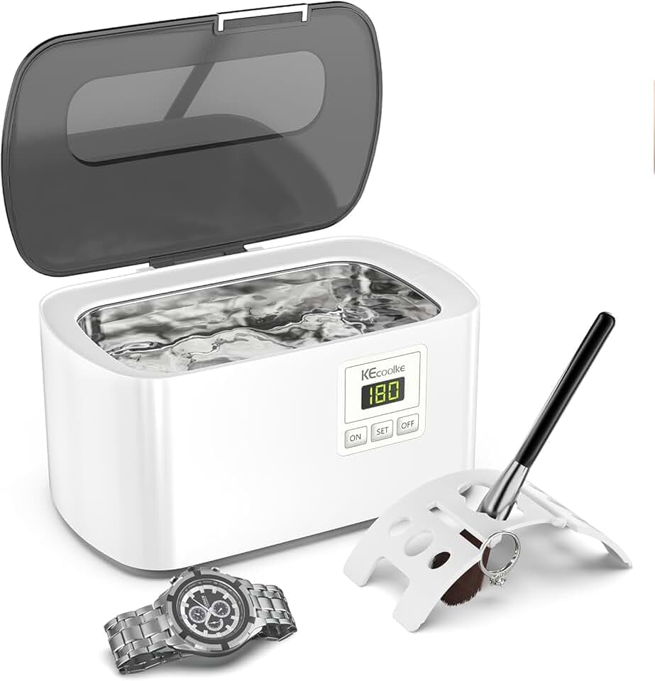 KECOOLKE Pulitore ad Ultrasuoni, KECOOLKE 600ML Lavatrice Ultrasuoni in Acciaio Inox con 5 modalità di Tempo, Pulitore Ultrasuoni per Pulizia Gioielli, Occhiali, Orologi, Anelli, Collane