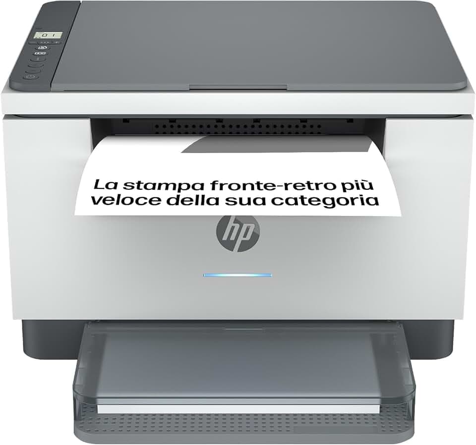 HP LaserJet M234dw 6GW99F, Stampante Multifunzione A4, Stampa Fronte e Retro Automatica in Bianco e Nero, 29 ppm, USB, Wi-Fi, Ethernet, Smart, No Fax, No ADF, Schermo LCD a icone, Grigia Blue Angel
