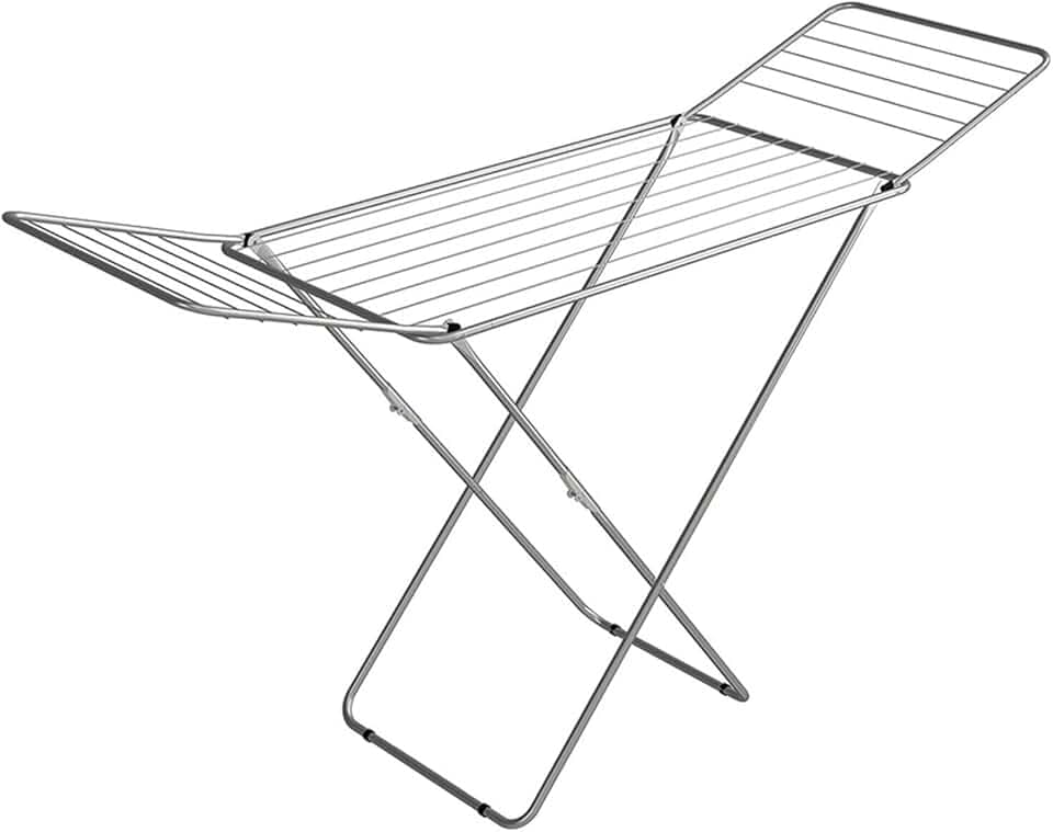 Gimi Jolly Stendibiancheria Da Pavimento, Stendino Con Piedi Antiscivolo, Spazio Stenditura 18 M, Metallo, Per Interni, Acciaio‎, 180 x 55 x 93 cm, 2.55 Kg
