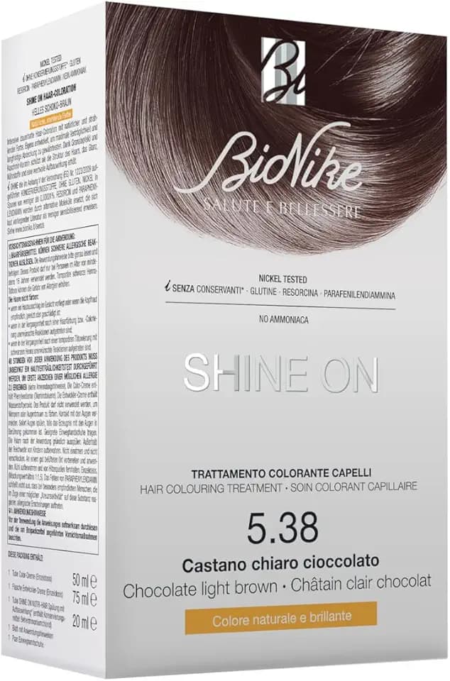 Bionike Shine On - Trattamento Colorante Capelli, Kit Tinta per Cute Sensibile Senza Ammoniaca, Azione Nutriente e Protettiva, Dona un Colore Naturale e Brillante, Copre i Capelli Bianchi