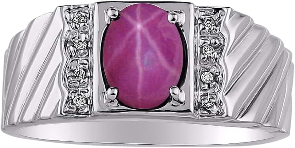 Rylos * Anello Rylos classico ovale rosso con rubino e diamante - pietra portafortuna di luglio*, Oro giallo, argento Sterling, gemma, metallo, Rubino stellato