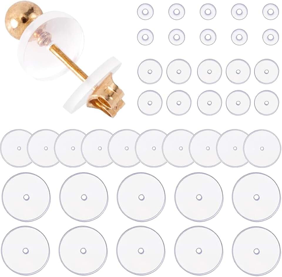AFCJLTO AFCJLTO 40 Pezzi Dischetti Silicone Piercing, Dischetti Silicone Piercing Cheloidi, Orecchini in Silicone con Dischi Perforati Trasparenti Orecchini a Disco per Cuscinetti,3/5/7/9mm