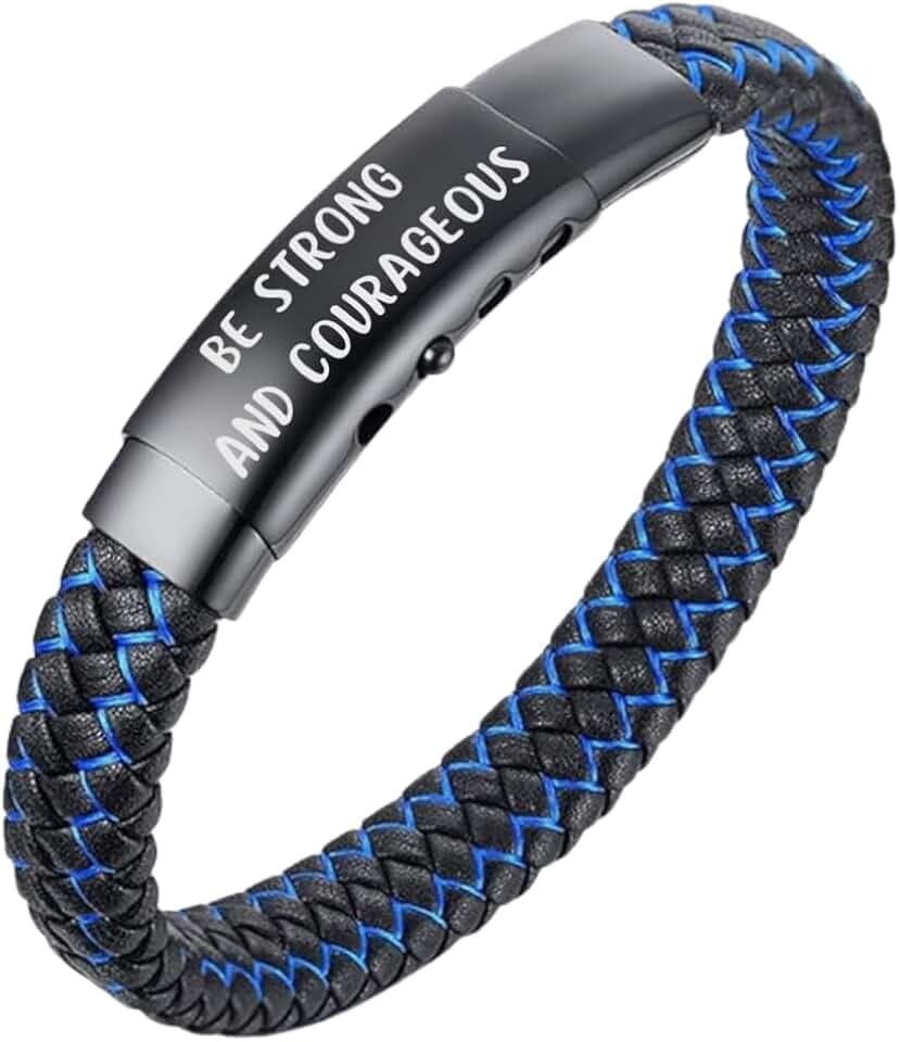 HALUKAKAH ● Jazz Junior ● Ragazzi Vera Pelle Treccia Fatta a Mano Nero mix Blu/Rosso/Verde Bracciale 6-12 Anni. Titanio Smerigliata Chiusura Magnetica Taglia Regolabile 18-19.5cm con Pacco Regalo