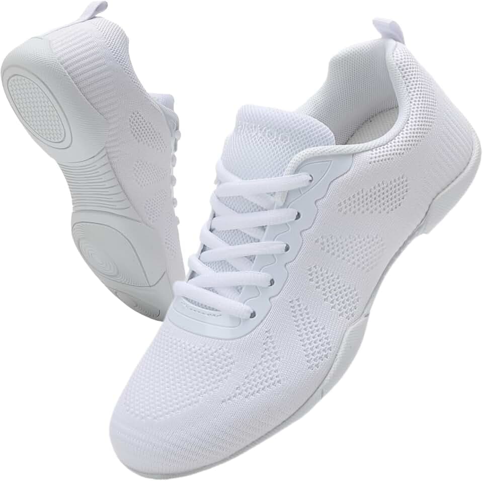 Scarpe da Cheerleader Scarpe Cheerleading Varsity Ballo Cheer Allenamento con Lacci Bianchi per la Scuola Ginnastica Donna Antiscivolo Jazz Yoga Fitness