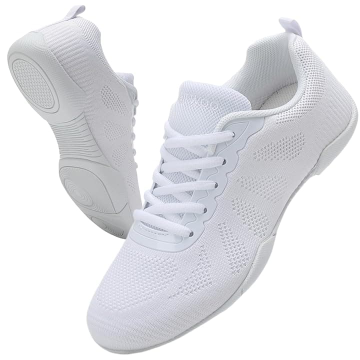 Scarpe da Cheerleader Scarpe Cheerleading Varsity Ballo Cheer Allenamento con Lacci Bianchi per la Scuola Ginnastica Donna Antiscivolo Jazz Yoga Fitness
