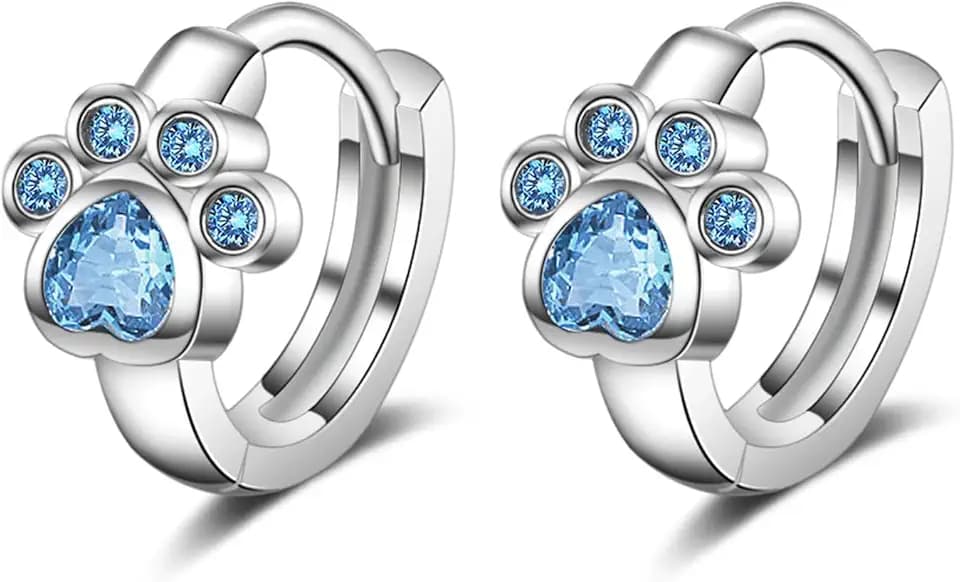 DHWEKU Orecchini Anallergici Gatto Bambina Argento 925 - Zampa Gatto Lobo di Animale - Regali per Donna