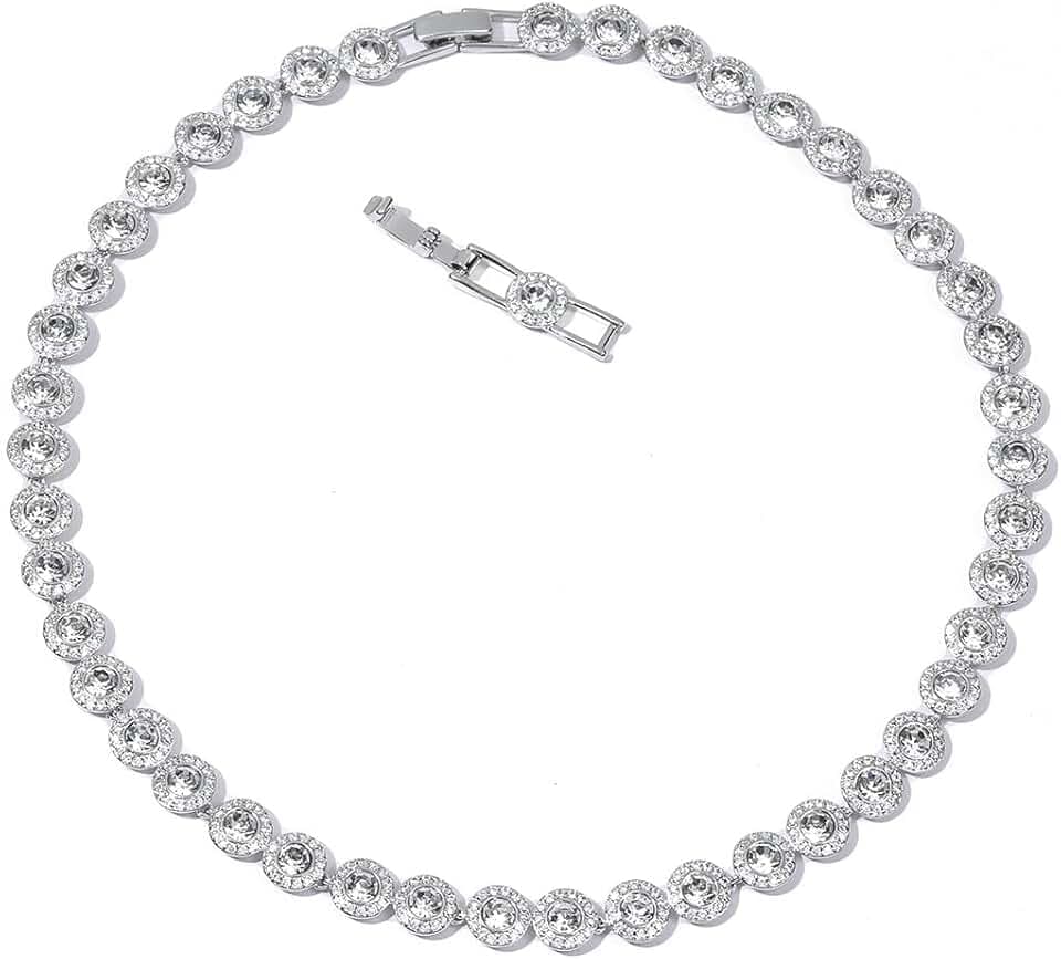 Generic Collana angelica - Collane di cristallo in oro 18 carati, collana delicata di gioielli in oro, cristallo trasparente per donne, matrimonio, festa, matrimonio, San Valentino