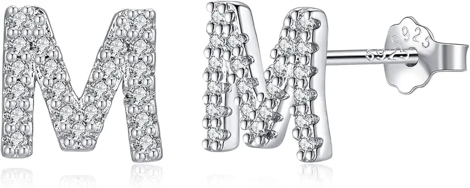 TIZU Orecchini con Lettere in Argento 925 Alberino Orecchini Anallergici per Donna Bambina Ragazza Orecchini Piccoli Iniziali con Zirconi Cubici Idee Regalo per Lei