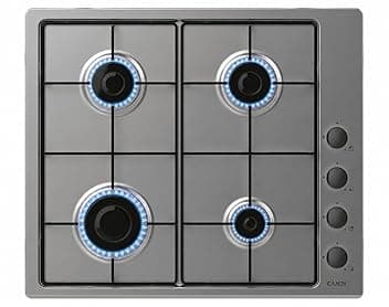 Candy Piano Cottura a Gas 4 Fuochi, Incasso, Inox, Griglie Smaltate Lavabili, Sicurezza Gas, Manopole Laterali, 59,5 x 51 x 0,8 cm (L x P x H) - CHW6LBX