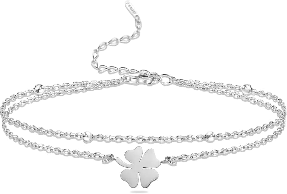 VASSAGO Bracciale da donna con quadrifoglio, in acciaio inox, con quadrifoglio, portafortuna, alla moda, idea regalo per le donne