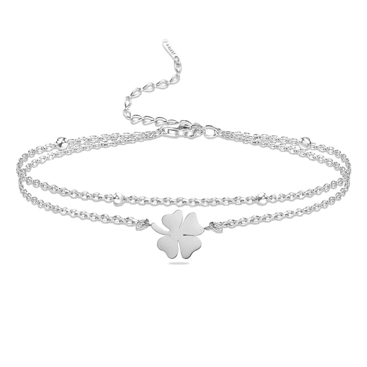 VASSAGO Bracciale da donna con quadrifoglio, in acciaio inox, con quadrifoglio, portafortuna, alla moda, idea regalo per le donne