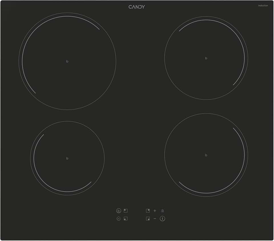 Candy Idea Piano Cottura a Induzione 4 Fuochi in Vetroceramica, Cottura Rapida con Funzione Booster, Power Management per Ottimizzare i Consumi, Blocco di Sicurezza, 59 x 52 x 6 cm, Nero - CITT642C/E1