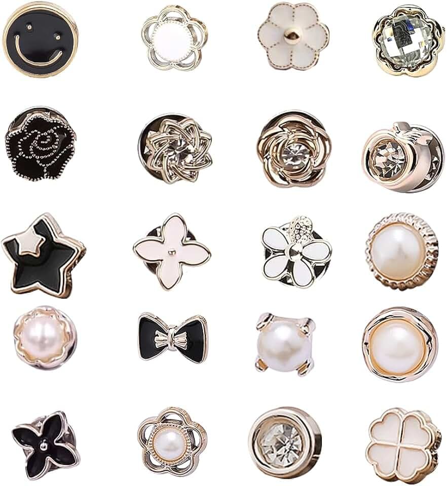 Aeuezxx Spille a Bottone, 20 Pezzi Bottoni da a Spillo, Camicia da Spilla Bottoni, Spille di Sicurezza a Bottone, Accessorio Invisibile per Camicia, Senza Cucire