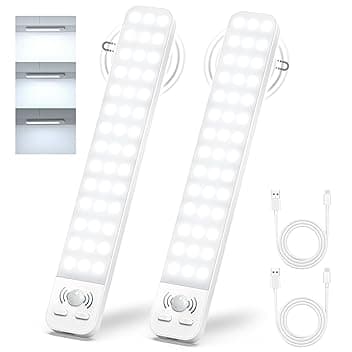 Generico Luci Armadio LED con Sensore, Luce Sottopensile Cucina LED 2000mAh Ricaricabile USB, Luce LED Magnetica Sottopensile, Lampada LED Ricaricabile per Guardaroba, Cucina e Corridoio (2 Pezzi)