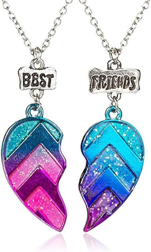 LONSVTTU 2 collane Confezione da BFF Collana dell'amicizia Best Friends for Girls Regali di compleanno Regali a catena con ciondolo,Collana a forma di cuore