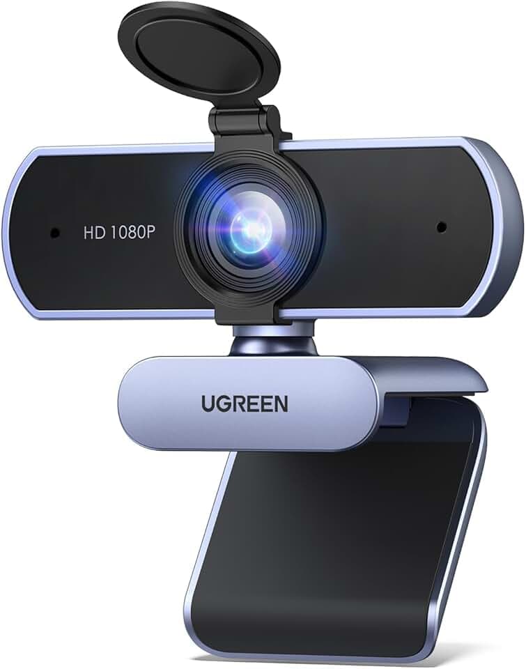 UGREEN Webcam Full HD 1080P 30FPS USB A PC Camera 2 Microfono Incorporato 85°Angolo di Visione per Windows MacOS Linux Supporto Youtube Streaming Skype Video Calling Zoom Videoconferenze(Grigio) ClimatePartner certified