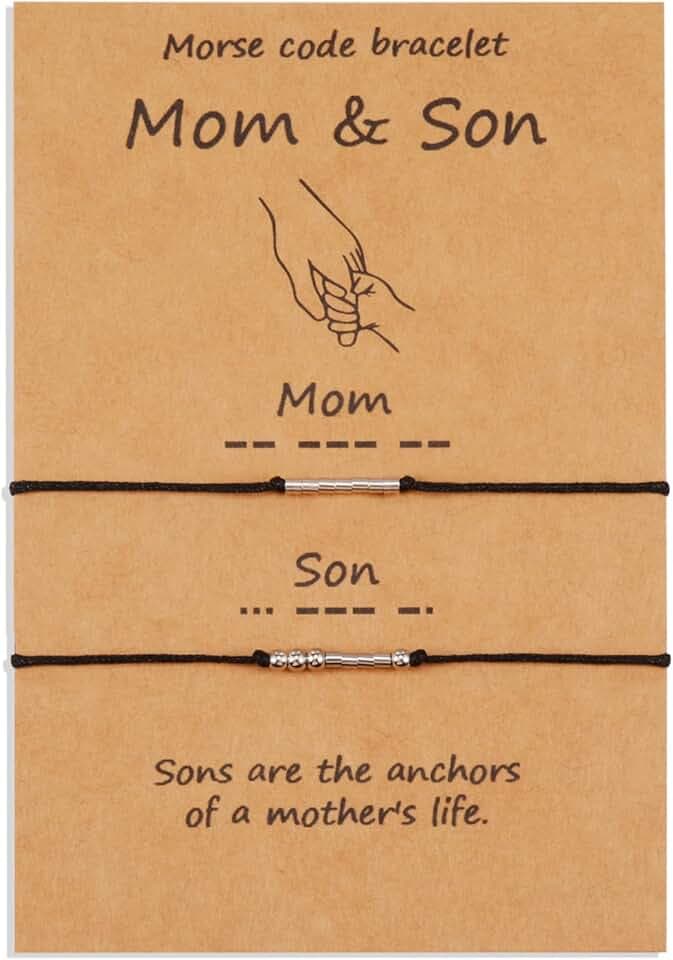 VU100 2/3/4 Codice Morse Bracciale Set Regalo Festa del Papà Regalo Gioielli Fatti A Mano Formato Regolabile Fatto A Mano per Papà Mamma Figlio Figlia Famiglia