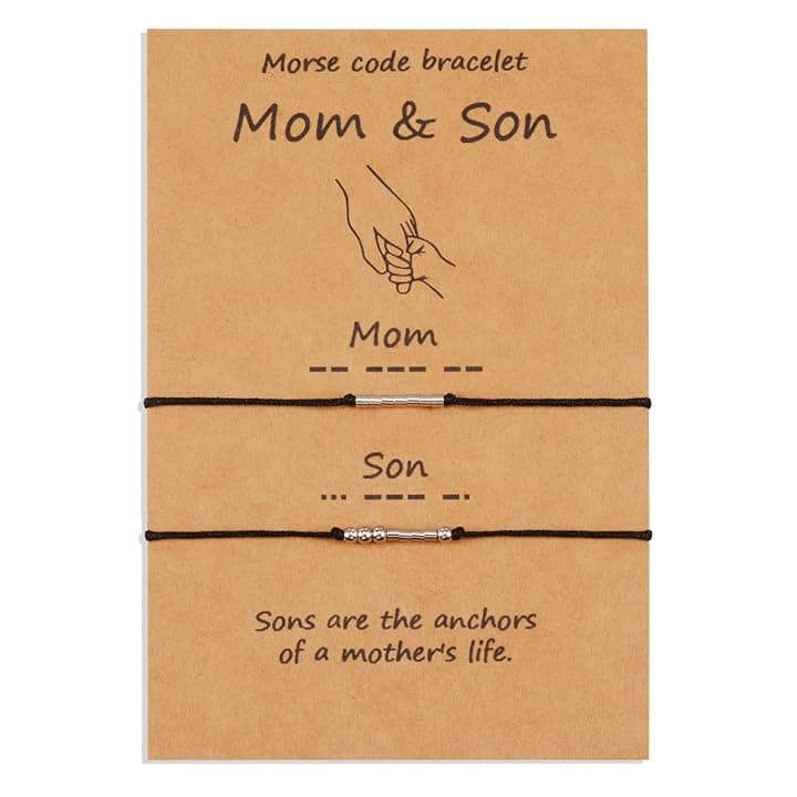 VU100 2/3/4 Codice Morse Bracciale Set Regalo Festa del Papà Regalo Gioielli Fatti A Mano Formato Regolabile Fatto A Mano per Papà Mamma Figlio Figlia Famiglia