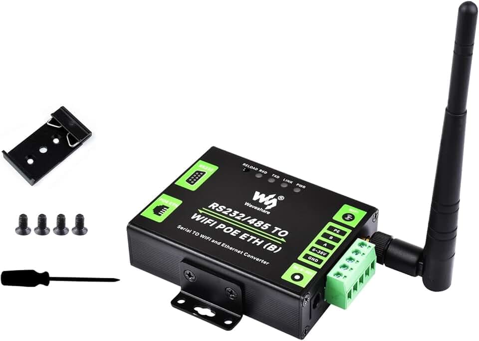 Server Seriale RS232/485 a WiFi Ethernet Convertitore, Modbus Gateway, MQTT Gateway, Supporto Seriale a WIFI, Seriale a Ethernet, Ethernet a WIFI ecc. Alimentazione DC 6~36V/PoE