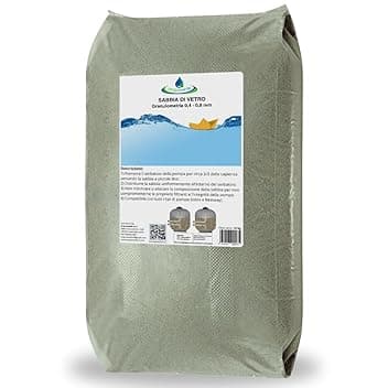 acquaverde | Sabbia di Vetro Filtrante - Sacco da 25 kg, Granulometria 0,4-0,8 mm, Vetro Attivo Compatibile con Pompa Filtro di Piscine Intex e Bestway