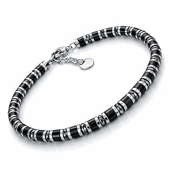 SAGA GIOIELLI Bracciale Uomo Rondelle Pietre Dure Acciaio (ONICE E CRISTALLI)