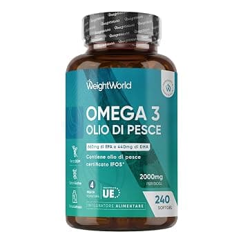 Omega 3 Certificato IFOS, Olio di Pesce 2000mg, 660mg EPA e 440mg DHA