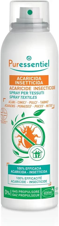 Puressentiel - Spray per Tessuti Acaricida Insetticida - Presidio Medico Chirurgico – Efficacia Scientificamente provata – Anti Reinfestazione di lunga durata - Profumo fresco e gradevole - 150 ml