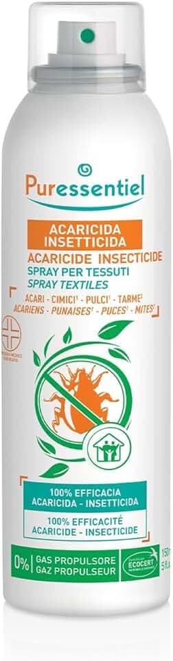 Puressentiel - Spray per Tessuti Acaricida Insetticida - Presidio Medico Chirurgico – Efficacia Scientificamente provata – Anti Reinfestazione di lunga durata - Profumo fresco e gradevole - 150 ml