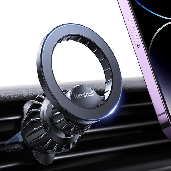 Lamicall Porta Cellulare Auto Calamita, [20 x N52 Magneti] 360°Rotazione, Gancio Metallico Aggiornato, Supporto Magnetico Telefono per Presa d'Aria per iPhone 17 16 15 14 Pro Max, Huawei, Smartphones Global Recycled Standard