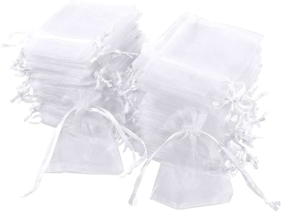Carehabi Carehabi Organzasäckchen 100 sacchetti in organza, 7 x 9 cm, sacchetto regalo in organza, sacchetto per gioielli, sacchetti per matrimonio, sacchetti di lavanda, bomboniere nuziali