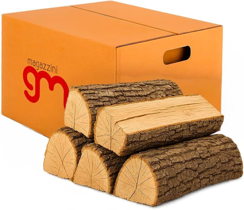 MagazziniGM, Legna Da Ardere essiccata sotto il 15% di umidità, pezzi da 25 Cm per Stufe Camini Barbecue Fuoco Riscaldamento (Legno di quercia, 15 Kg (1 pacco))