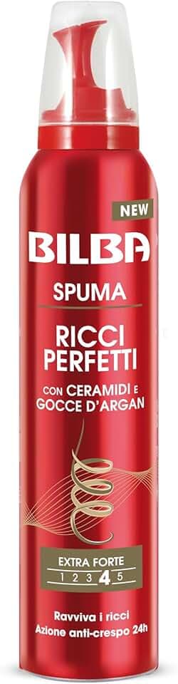 Bilba, Spuma con Germe Di Grano - Schiuma Capelli Ricci Perfetti con Ceramidi e Gocce d'Argan - Formula Professionale a Tenuta Extra Forte - Ravviva i Ricci con Azione Anticrespo per 24 h - 200 ml