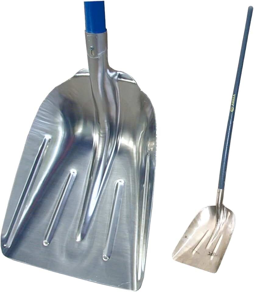 Pala da neve alluminio con manico in legno