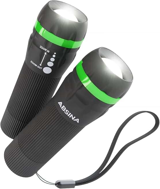ABSINA 2x mini Torcia LED bambini - tascabile con 60 lumen e un raggio d'azione di 110m - per bambini e adulti maneggevole con luce focalizzabbile - batterie incluse nella consegna