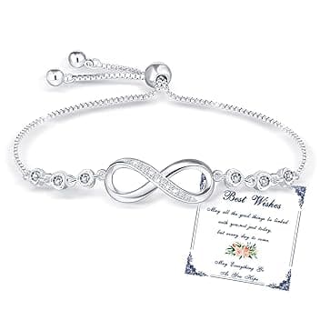 Esmoly Bracciale Donna Argento Infinito Braccialetto Cuore Zircone Regolabile Regalo Donna Ragazza