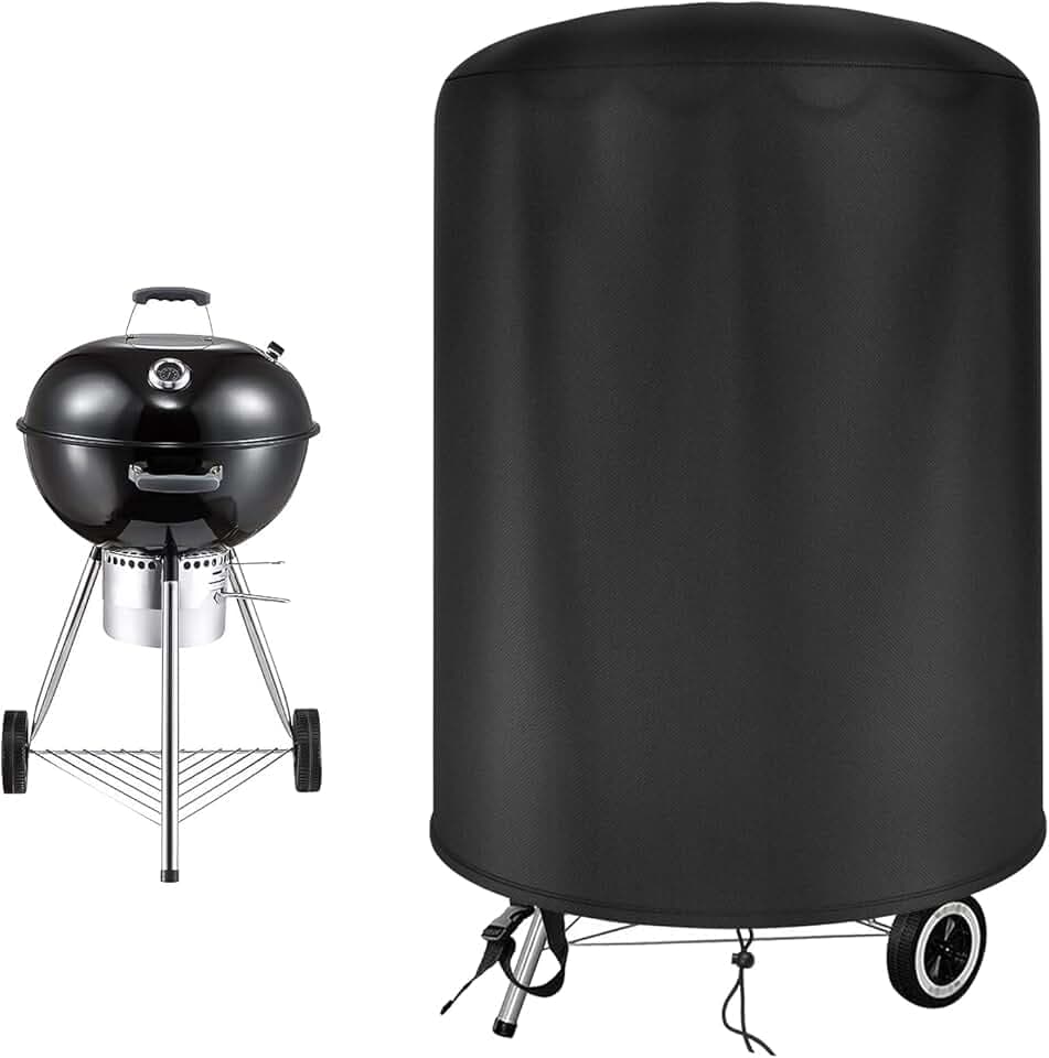 Copertura BBQ per Weber 57cm, Copri Griglia per Weber 57cm, Telo Copri Barbecue Esterno, Oxford 500D Impermeabile Rotondo(Φ71x68cm)